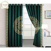 2 Pieces Premium splendid velvet curtain Panels (Green/Gold)